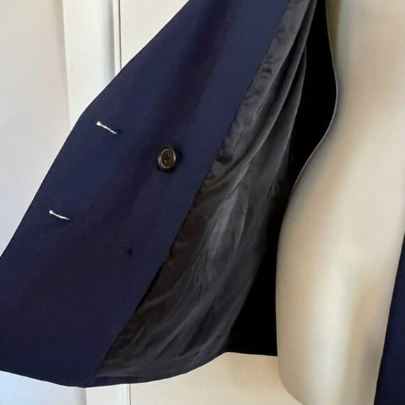 NWOT J CREW SIZE 2 NAVY FRENCH GIRL COLLARLESS DOUBLE BREASTED BLAZER - Picture 8 of 11